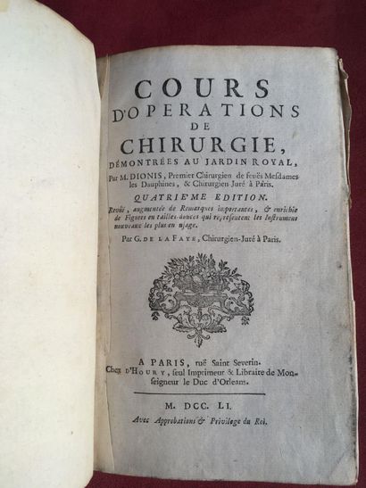 Livres : Dionis « Cours d'opérations de chirurgie...
