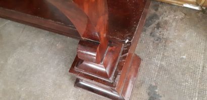 Console dessus marbre gris en acajou et placage...