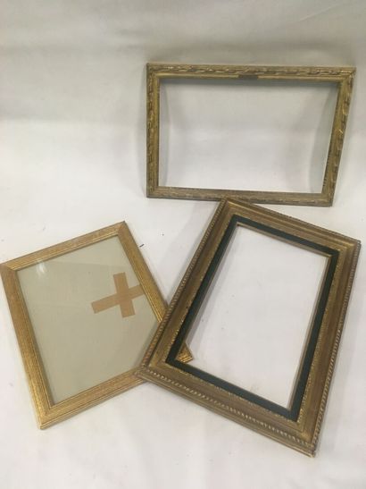 Ensemble de 3 cadres dorés : 41x31, 50x33...