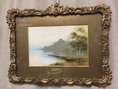 F MAY, suite de paysages Écossais, aquarelles...