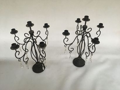 ensemble de 2 chandeliers à pampilles à 5...