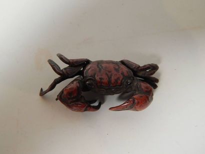 Crabe en bronze. Japon, Meiji, fin XIXe s....