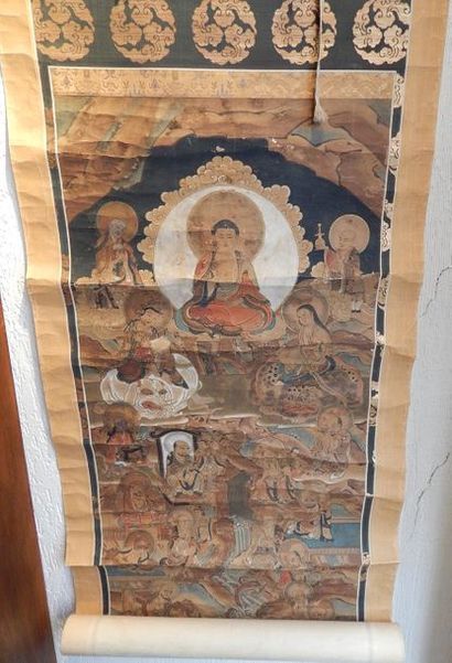 Kakemono, peinture sur papier d’Amida Nyorai...