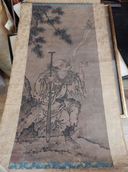 Peinture sur papier, Immortel assis sous...