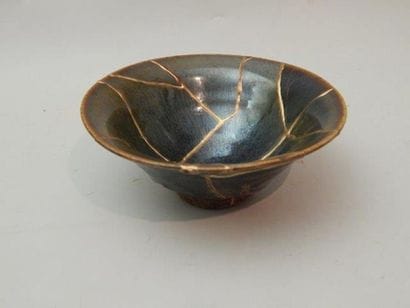 Temoku, bol à thé en terre cuite vernissée...