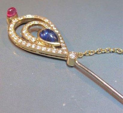 Broche fibule en or deux tons, sertie de...