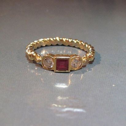 CARTIER
Bague en or deux tons 18K torsadés...