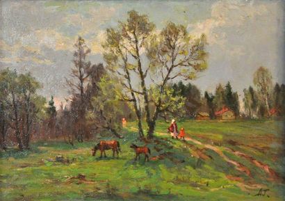 Alexandre Goussarevitch
Paysage animé Huile...