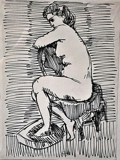 Georges AKOPIAN
Nu féminin Dessin au feutre...