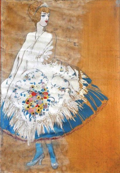 ANONYME
(Monogramme «A.Z.») Femme en robe...