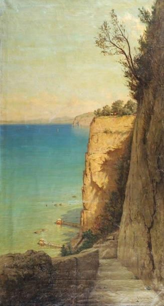 P. Briullov
Vue de la falaise et des cabanes...