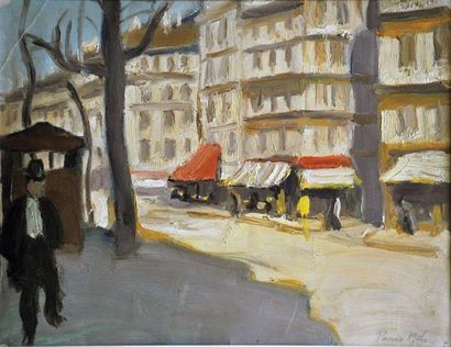 ANONYME
Scène de rue à Paris, 1906 Huile...