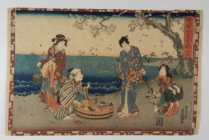 Kunisada, oban yoko-e, série du prince Genji,...