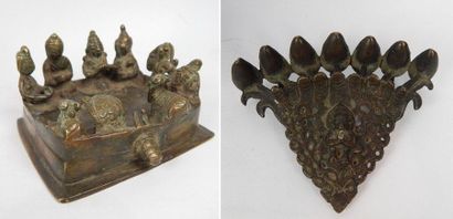 Deux sujets en bronze. H: 11 et 6 cm Inde,...