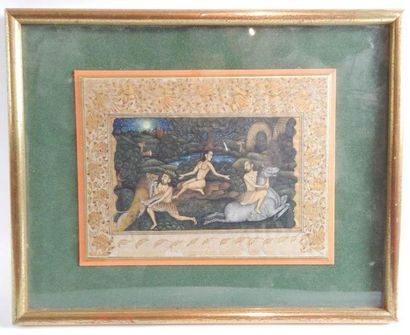 INDE
Miniature à décor d'une scène mythologique....