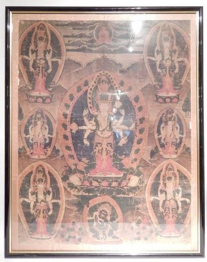 TIBET
Tanka représentant le Bodhisattva Avalokitésvara...