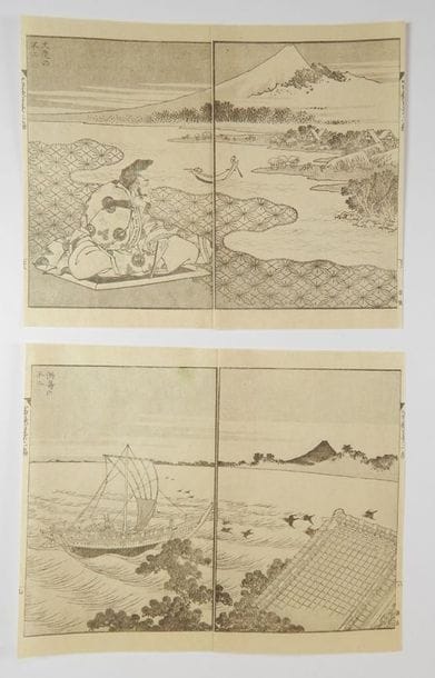 Hokusai, deux planches, série des 100 vues...