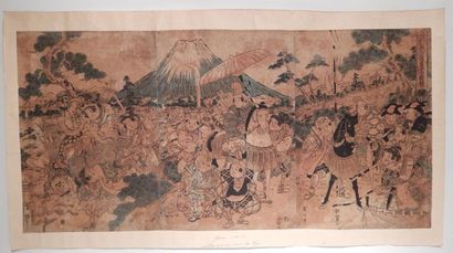 Triptyque de Eizan, oban tate-e, daimyo et...