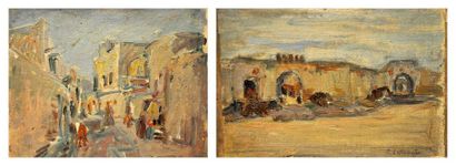 Jules LELLOUCHE (1903-1963)
Village; Paysage,...