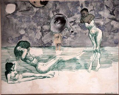 Jan LEBENSTEIN
Plage surréaliste, 1953 Dessin...