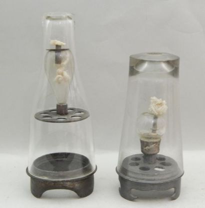 Deux lampes de fumeur d?opium. H: 18.5 et...