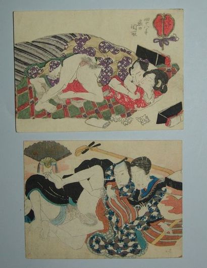 Kuniyoshi, shunga, couple enlacé. Vers 1...