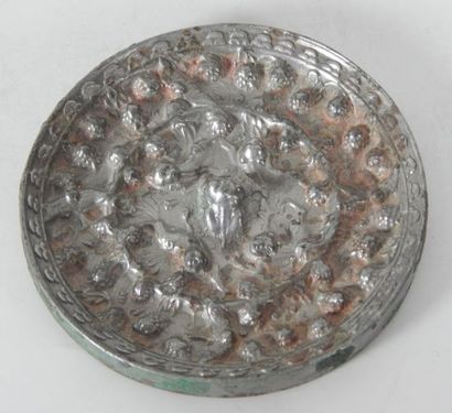 Miroir circulaire en bronze argenté à décor...