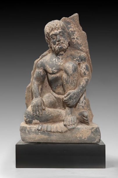 Atlante en schiste. H: 36 cm Atlas dans la...