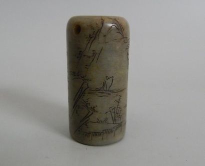 Sceau cylindrique en stéatite céladon à décor...
