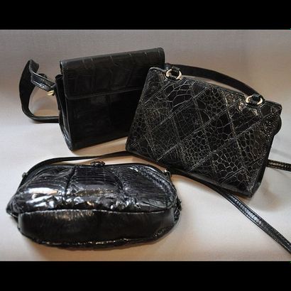 Ensemble de 3 SACS de dame vintage en cuir...