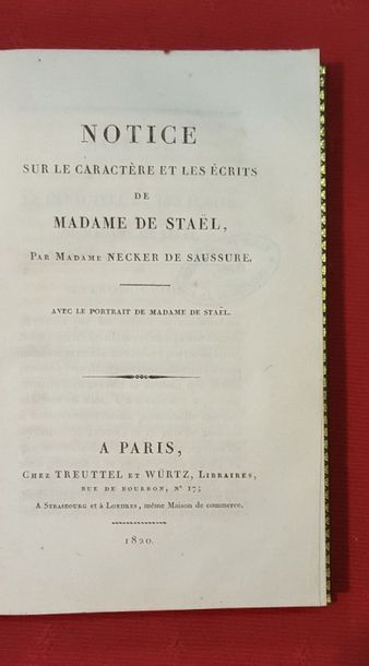 STAËL HOLSTEIN Baronne de

De L'Allemagne.
Paris,...