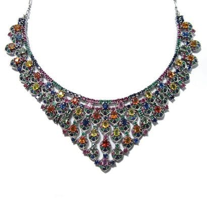 COLLIER draperie en argent (925/°°), à décor...