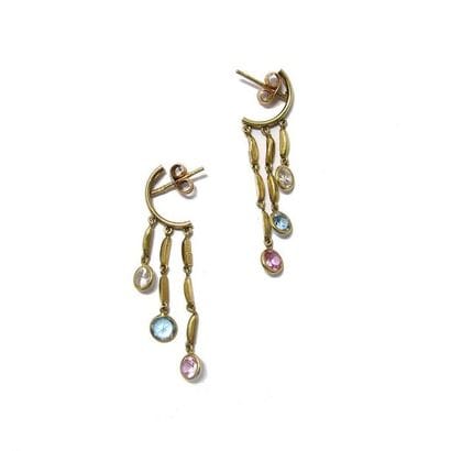 Paire de PENDANTS D'OREILLES en or jaune...