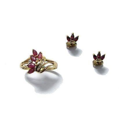 DEMI PARURE en or jaune 18k (750/°°), comprenant...