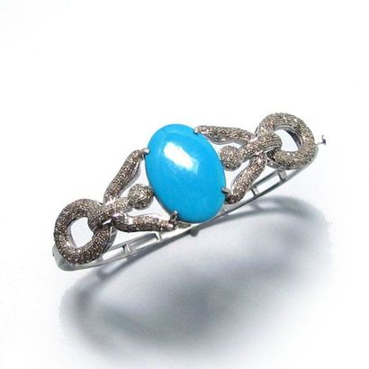 BRACELET jonc rigide ouvrant en argent (925/°°),...