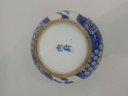 Bol couvert en porcelaine à décor en bleu...