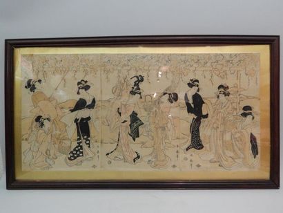 Triptyque de Shunsen, oban tate-e, assemblée...