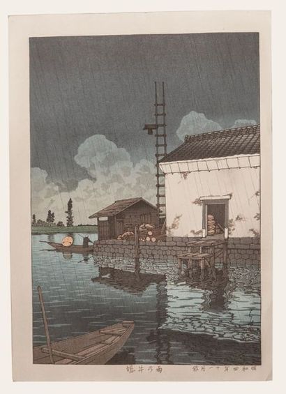HASUI
Pluie à Ushinori.
Vers 1940.