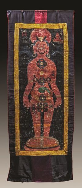 Thangka noir ou nagthang représentant «man...