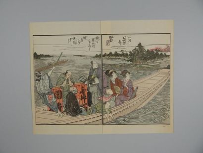 Lot d'estampes de Kiohiro vers 1750, Kiyonaga...