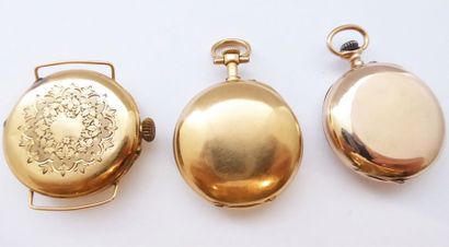 Lot de 3 montres de col en or 750/°°, cadran...