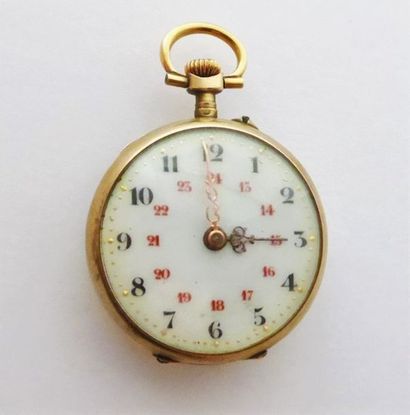 Montre de col en or 750/°°, cadran 24 heures...