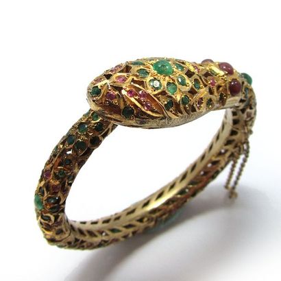 BRACELET jonc rigide ouvrant en métal plaqué...
