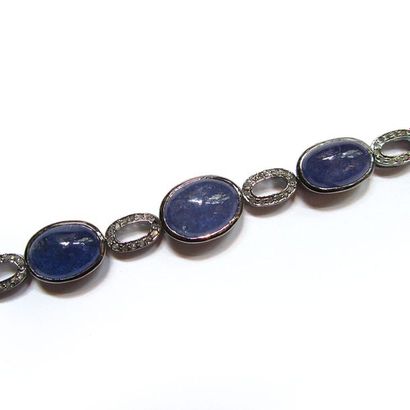 BRACELET articulé en argent noirci(925/°°),...