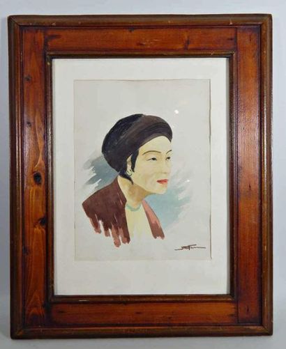 Peinture en hauteur, aquarelle sur papier,...