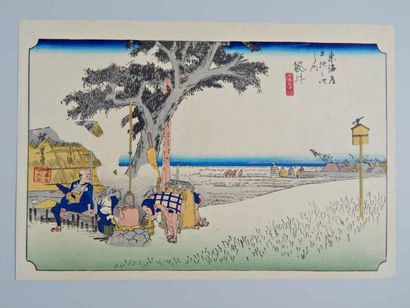 Hiroshige, 
oban yoko-e, série des 53 stations...