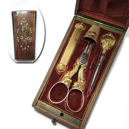 NECESSAIRE A COUTURE en or jaune 18k (750/°°),...