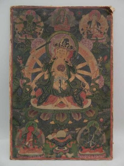 « Thangka » peinture sur toile représentant...