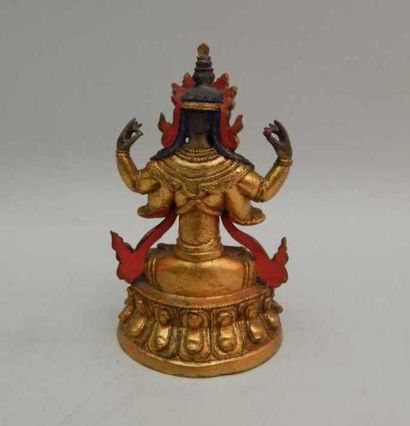 Statuette de Shadakshari en bronze doré,...