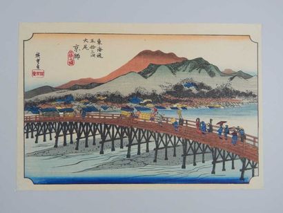 Hiroshige, oban yoko-e, série des 53 stations...